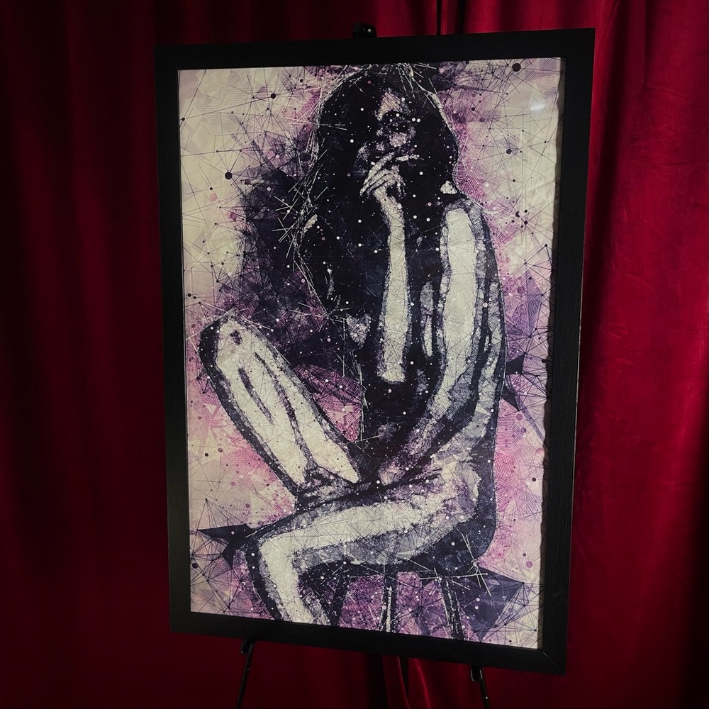 Framed Sensual sexy Woman Smoking A Cigarette Poster - Artwork Printed On Canvas